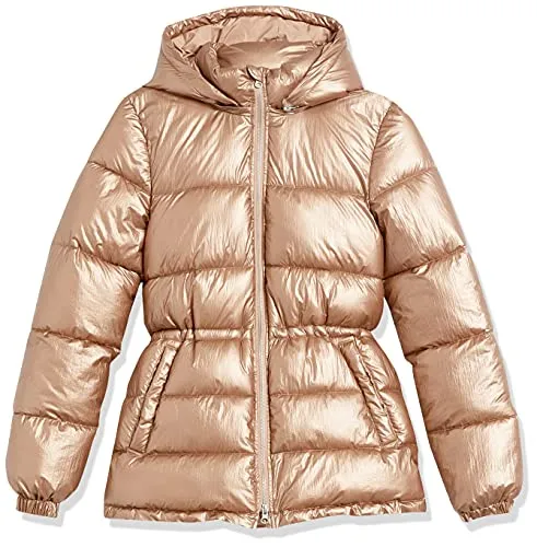 Amazon Essentials Women's Heavyweight Puffer Jacket with Drawstring Waist, Metallic Taupe, Medium