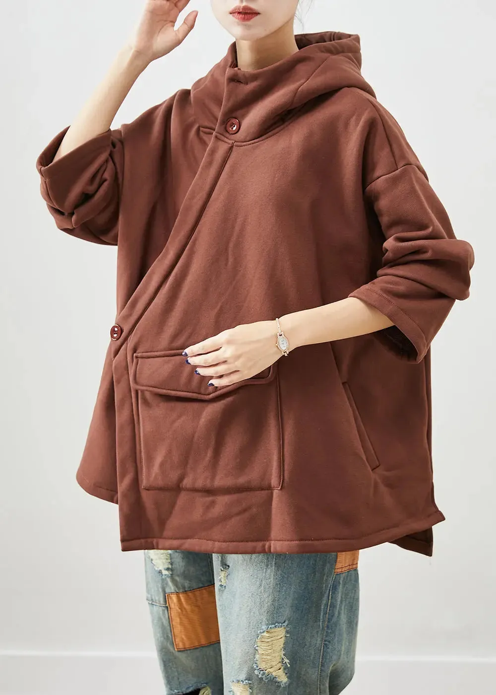 Asymmetrical Oversized Warm Fleece Jacket