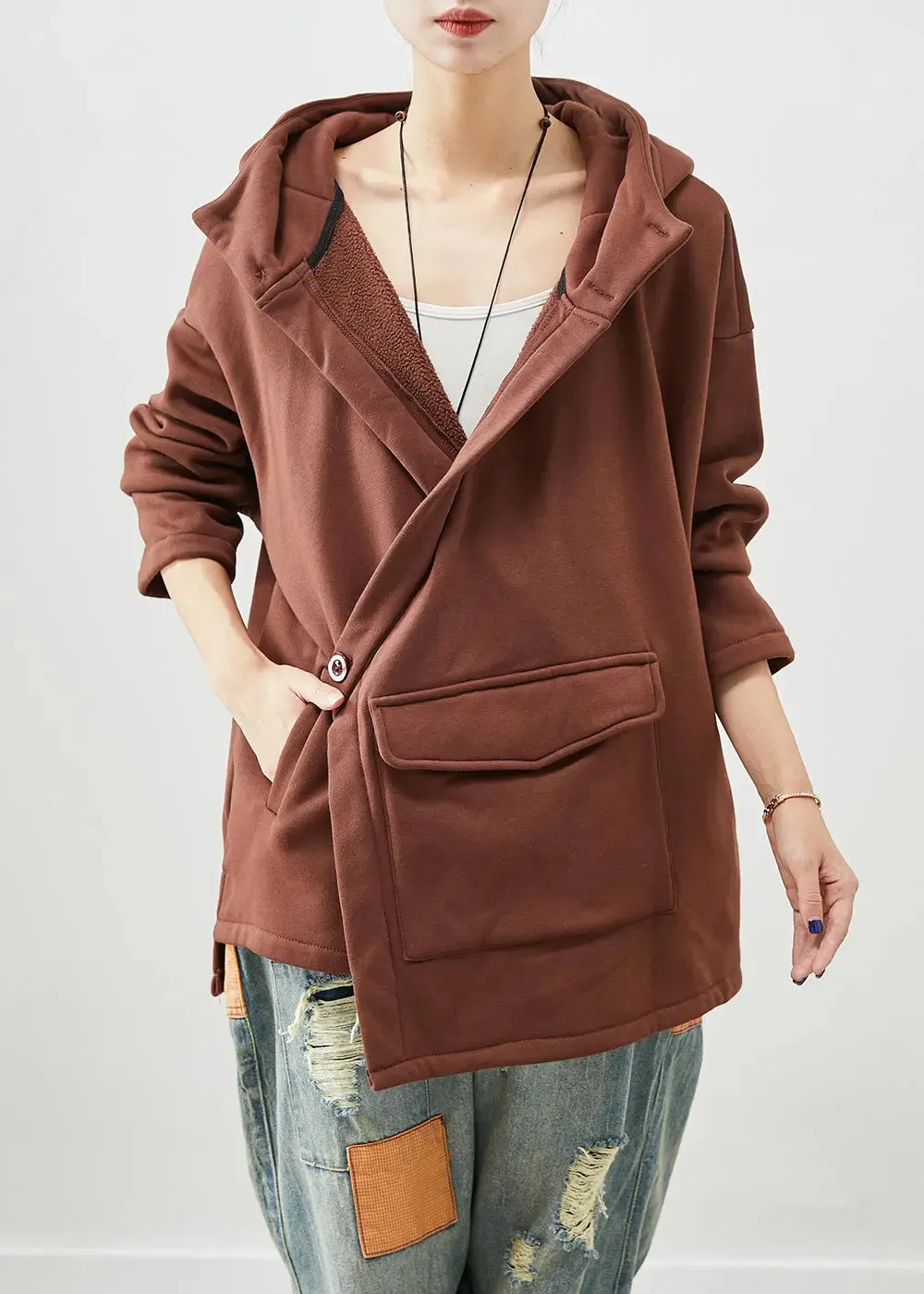 Asymmetrical Oversized Warm Fleece Jacket