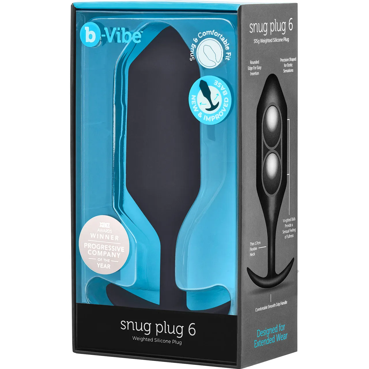 b-Vibe Snug Plug 6 XXXL Silicone Weighted Butt Plug - Black