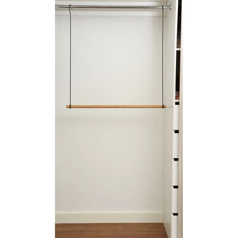 Bamboo Wardrobe Double Hanging Clothes Rail