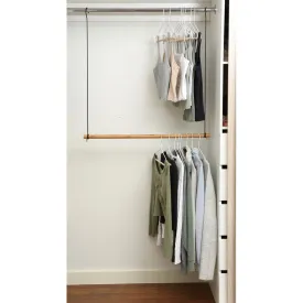 Bamboo Wardrobe Double Hanging Clothes Rail