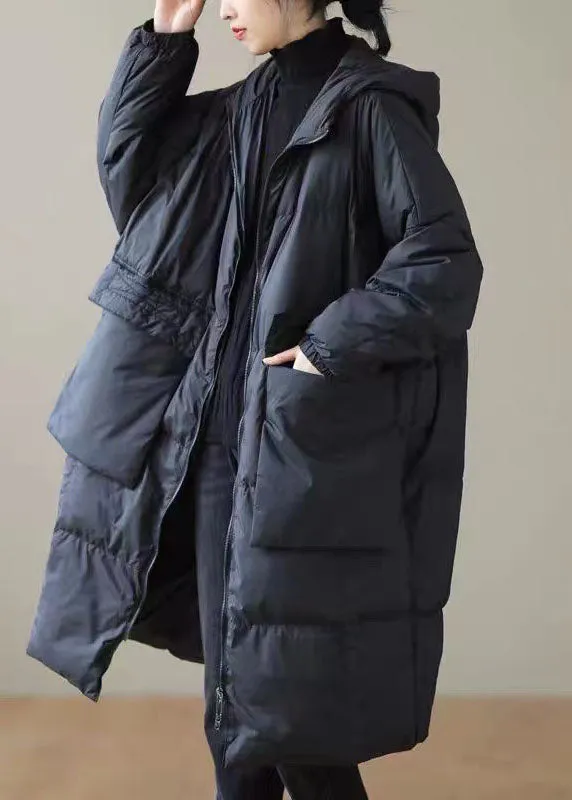 Black warm Duck Down Winter Coats Zip Up Winter QD007