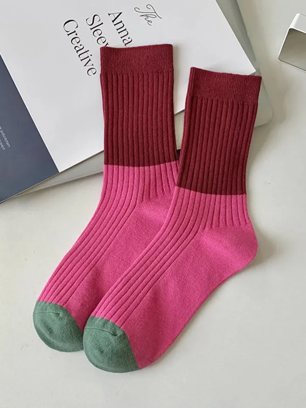 Contrast Color Keep Warm Socks Accessories