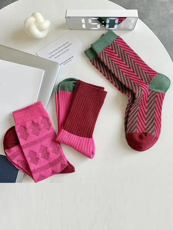 Contrast Color Keep Warm Socks Accessories