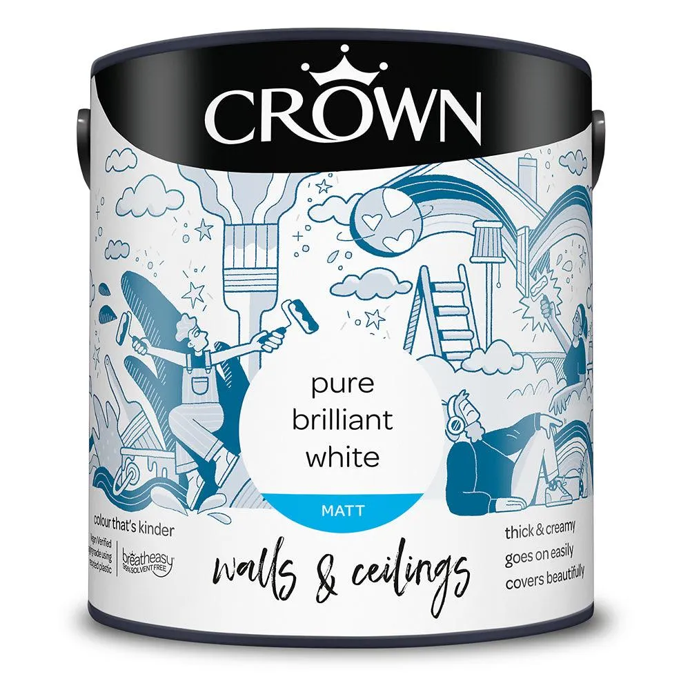 Crown Walls & Ceilings Matt Emulsion Paint | Brilliant White