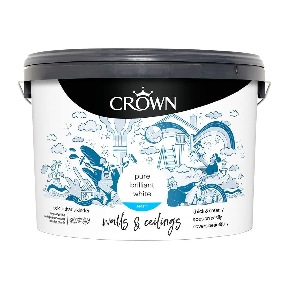 Crown Walls & Ceilings Matt Emulsion Paint | Brilliant White