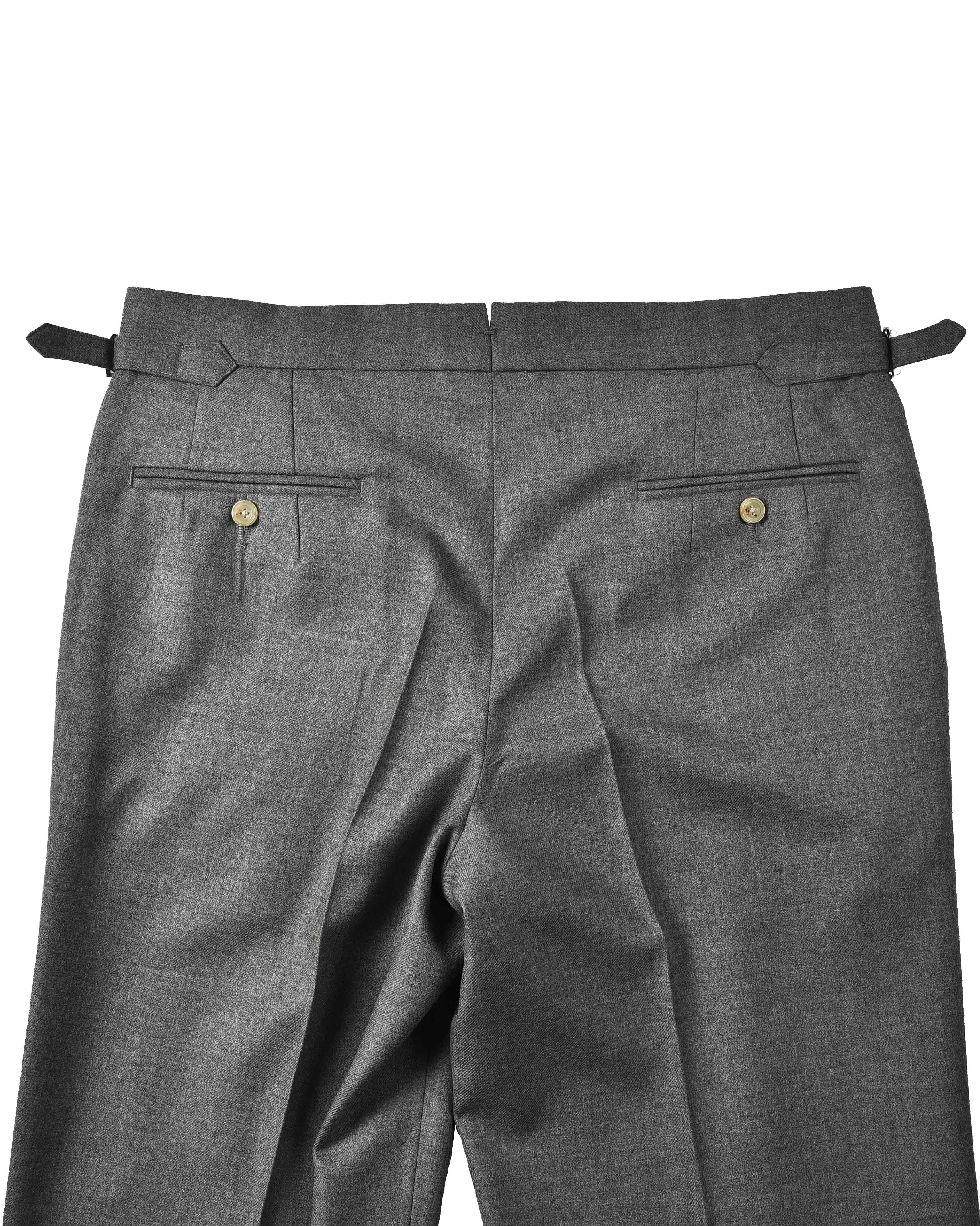 Dugdale Ash Grey Wool Flannel Dress Pant