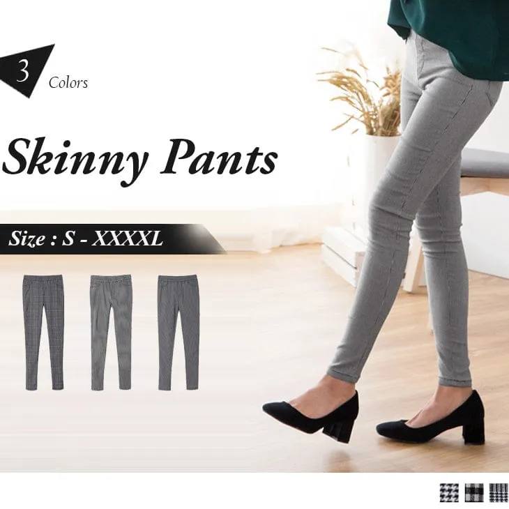 ELASTIC WAIST PRINTED SKINNY PANTS