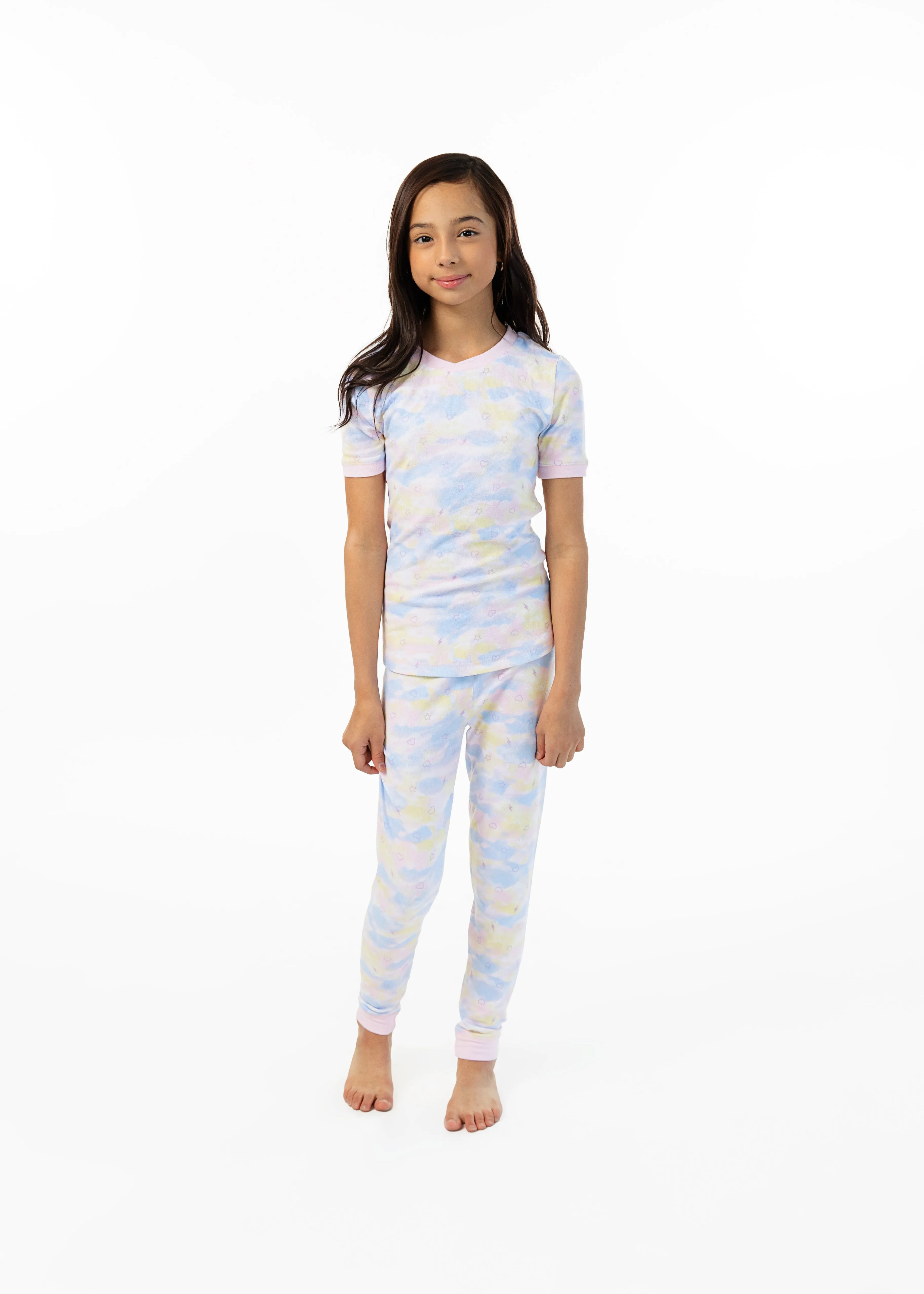 Girls Soft Clouds Snug Fit 2-Piece Pajama Sleep Set