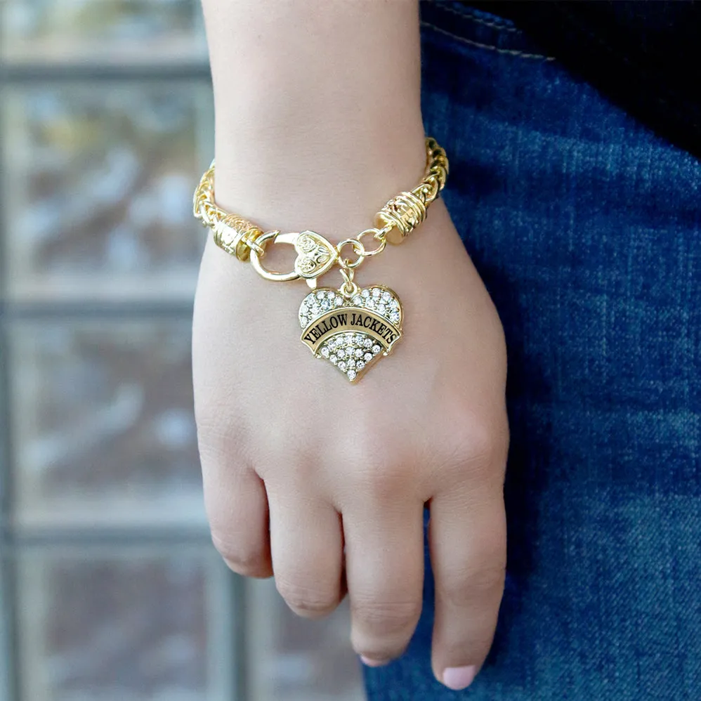 Gold Yellow Jackets Pave Heart Charm Braided Bracelet