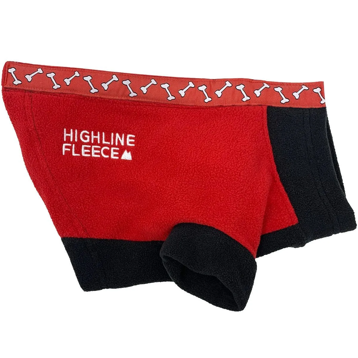 Highline Fleece Dog Coat Red/Black With Rolling Bones