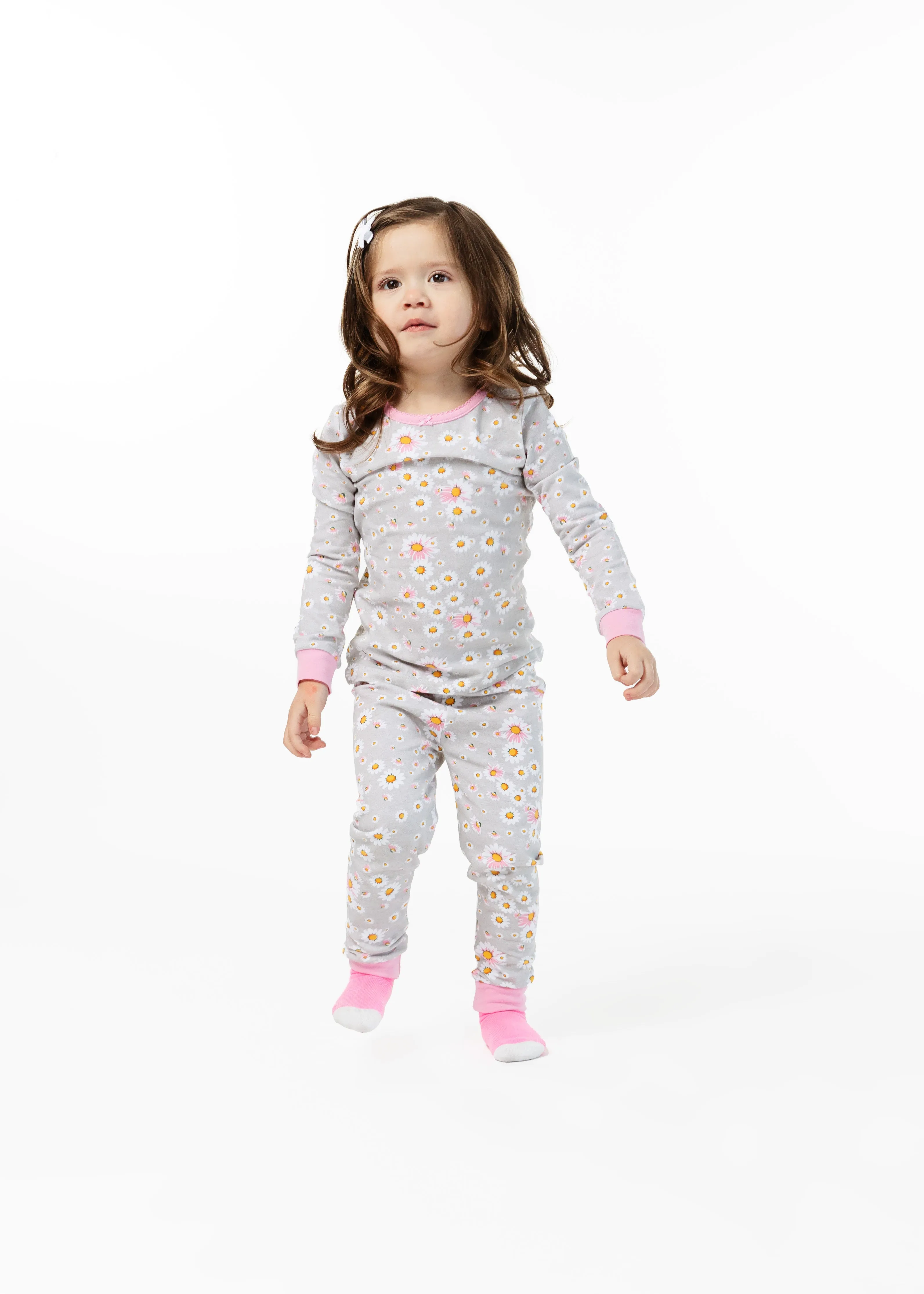 Infant/Toddler Girls Ditsy Daisy Snug Fit 2-PiecePajama Sleep Set With Matching Socks