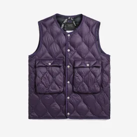 Military Crew Pocket Soft Shell Down Vest - Dark Purple