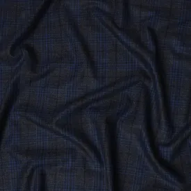 Navy and Black Plaid Italian Blended Wool Jacketing Fabric – 3.5 Meters, 150 cm Width, Made in Italy-D20542