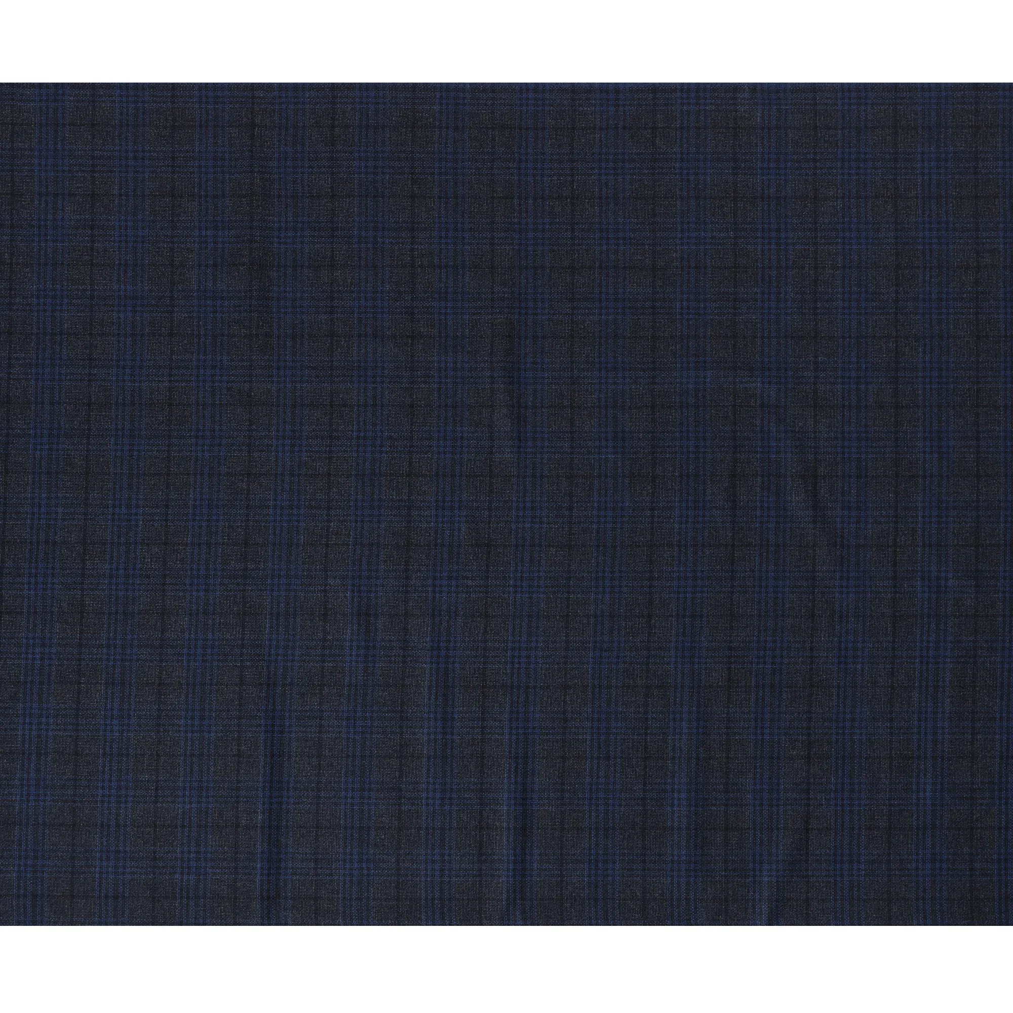 Navy and Black Plaid Italian Blended Wool Jacketing Fabric – 3.5 Meters, 150 cm Width, Made in Italy-D20542