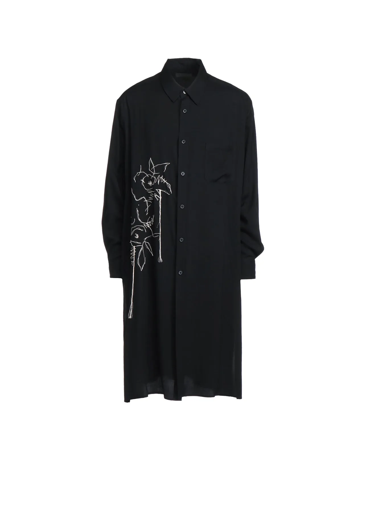 RAYON WASHER TWILL "CACTUS FLOWER" EMBROIDERY LONG SHIRT