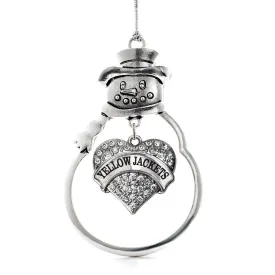 Silver Yellow Jackets Pave Heart Charm Snowman Ornament