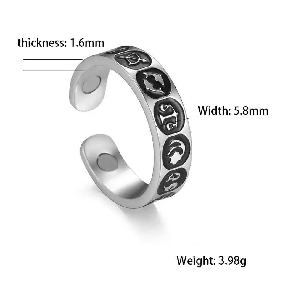 Teamer Magnetic Slimming Ring Adjustable Gold Plated Stainless Steel Rings for Men Women Flower Jewelry Valentine's Day Gifts