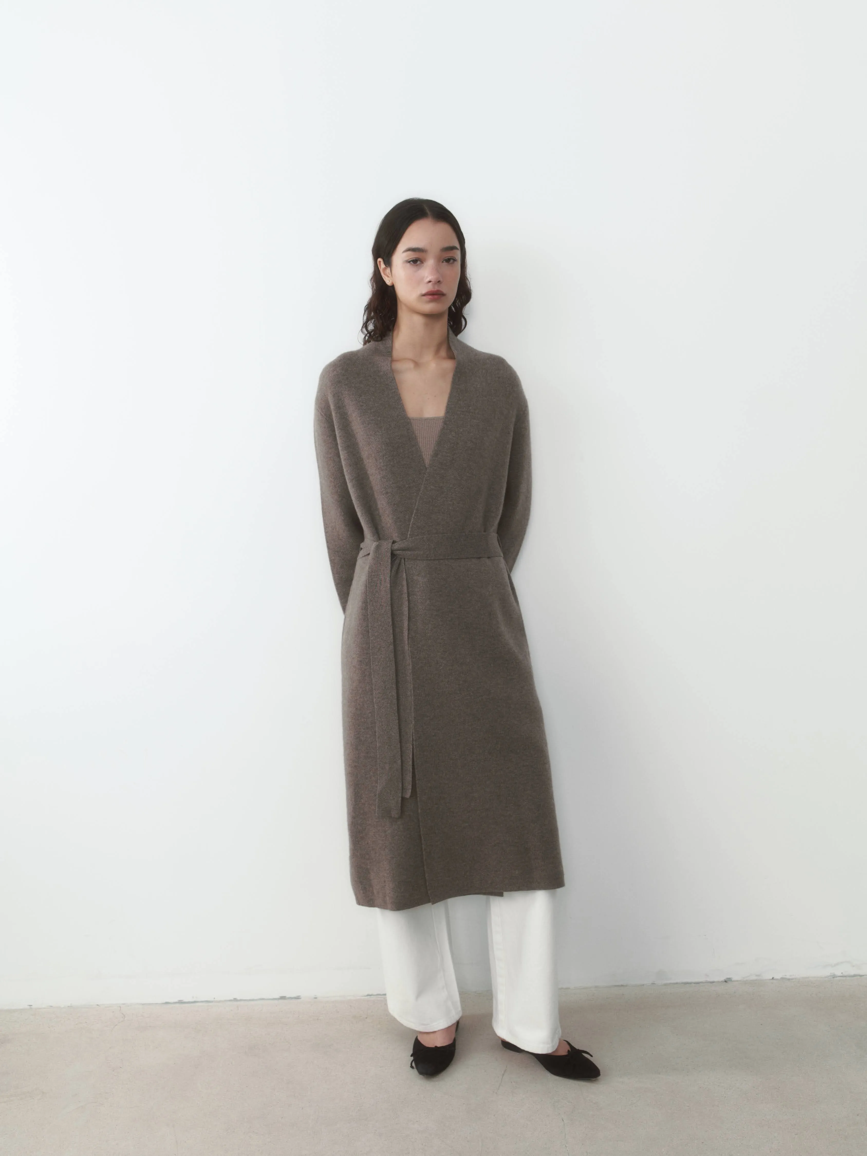 THE LONG CASHMERE CARDIGAN - GRIZZLY