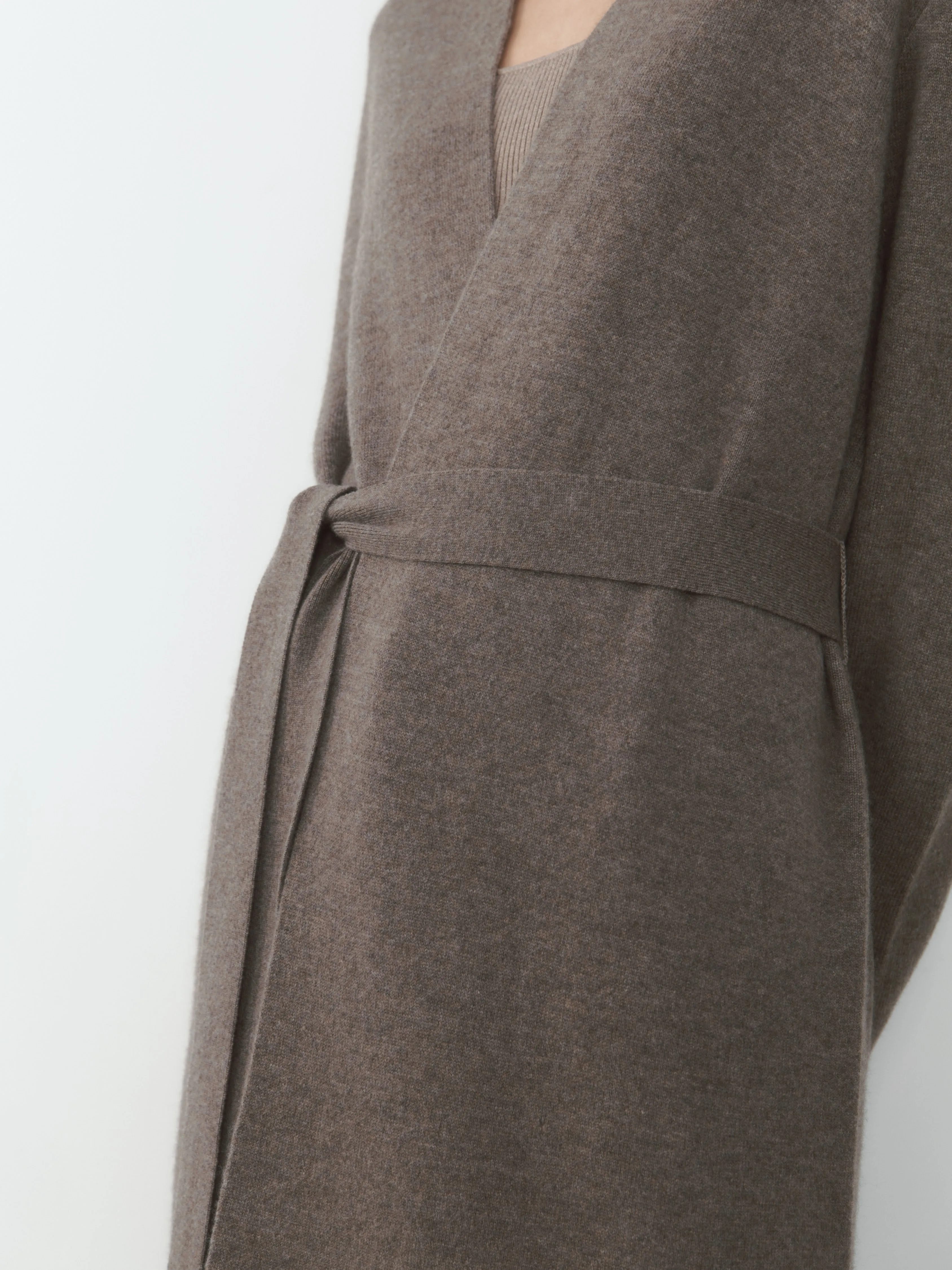 THE LONG CASHMERE CARDIGAN - GRIZZLY