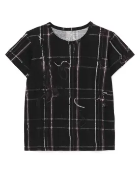 TWISTED CHECK ROUND NECK SHORT SLEEVE