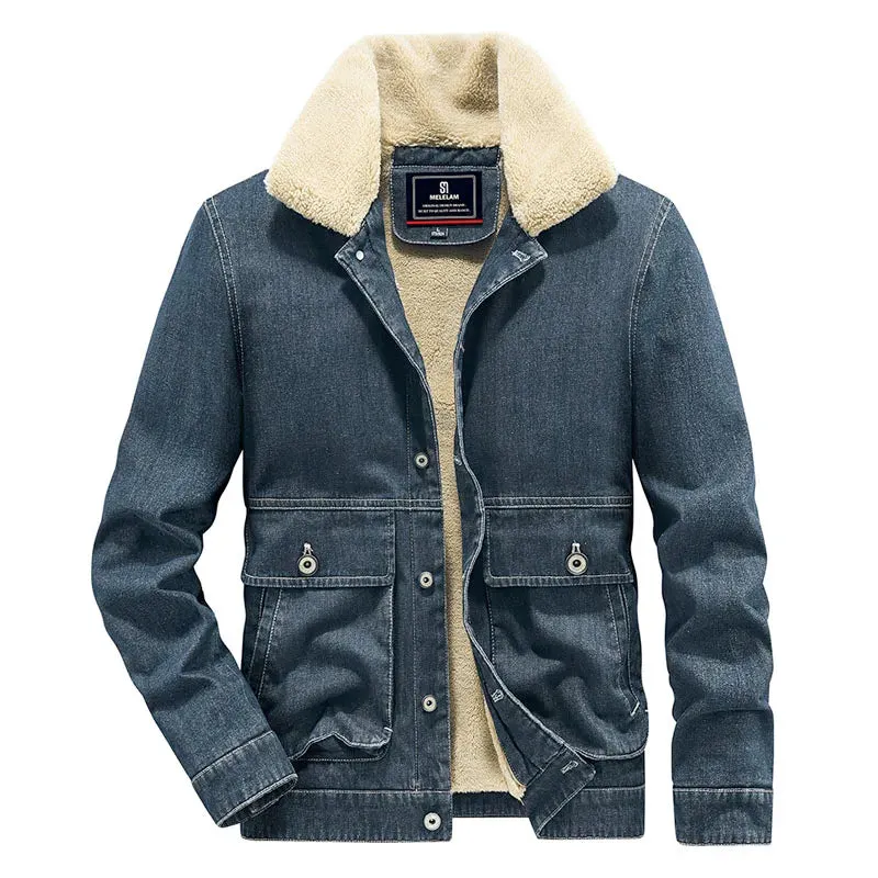 Wiaofellas  -  Jeans Outwear Men Fleece Warm Thicken Winter Denim Men's Jacket High Quality Outdoor Padded Jacket Mens Coats Size M-5XL MY1002