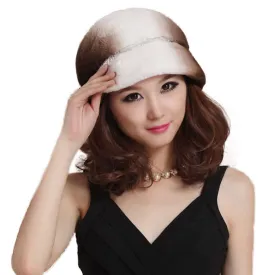 Women's Hats Winter Real Rex Rabbit Fur Hat Wool Visor Ski Hat 13620