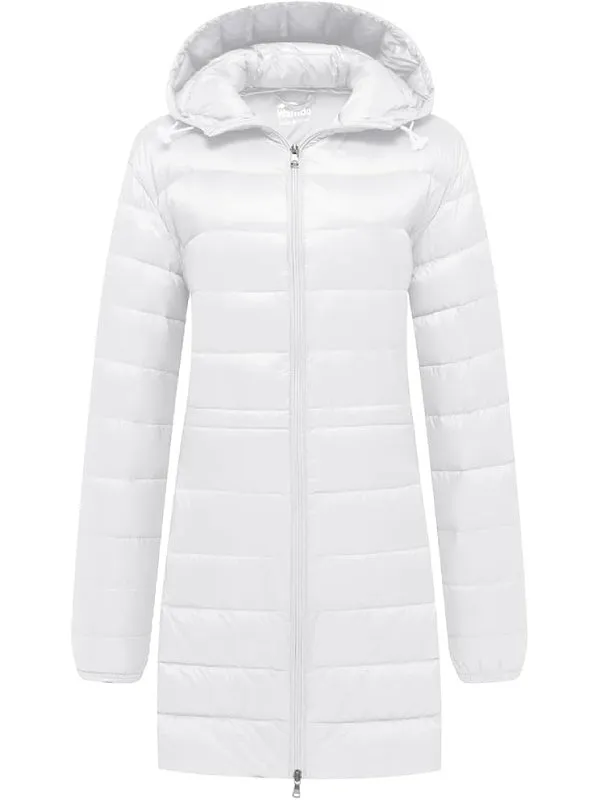 Women's Packable Puffer Coat Hooded Lightweight Long Winter Coats ThermoLite Long