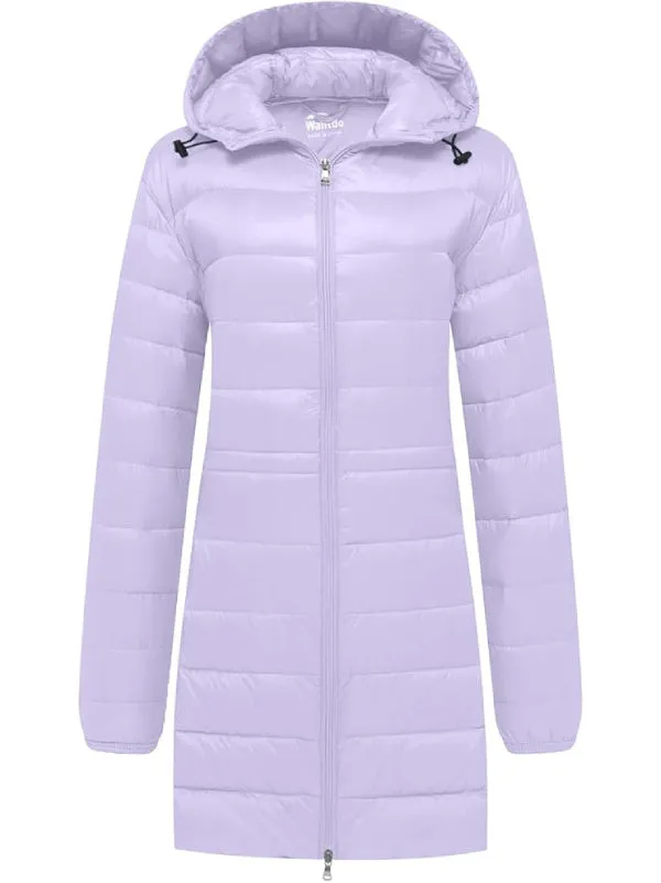 Women's Packable Puffer Coat Hooded Lightweight Long Winter Coats ThermoLite Long