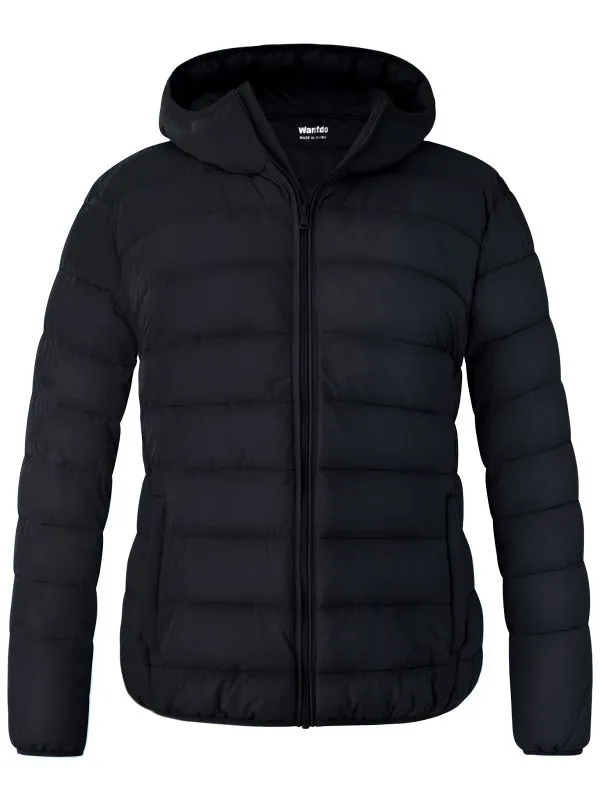 Women's Plus Size Hooded Winter Jacket Lightweight Quilted Recycled Polyester Puffer Jacket WD